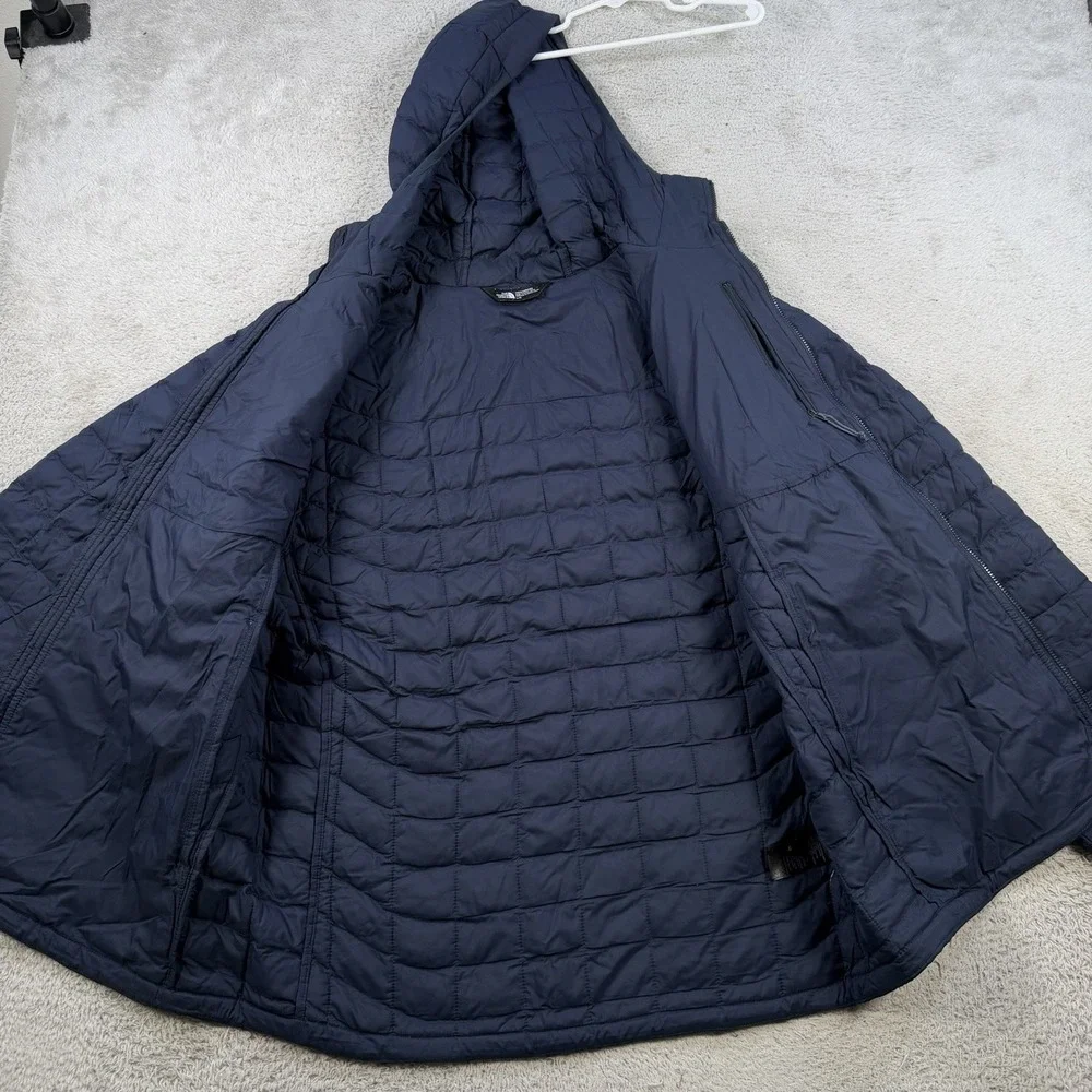 The North Face Jacket Mens Large Navy Thermoball Puffer Hooded Nylon Full Zip